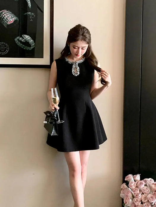 VenusFox 2025 French Luxury Designer Sequined Summer Dresses For Woman Elegant Fashion Casual Short Dress Party Vestidos Feminino Robes
