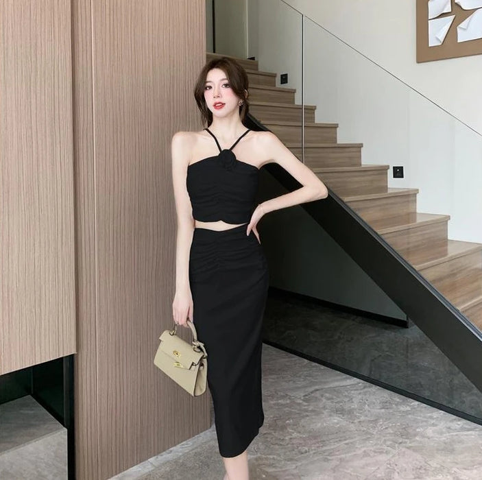 2 Pieces Skirt Sets for Women Flowers Jacket Full Luxury Designer Clothing Summer Fashion 2025 Y2k Clothes Woman Outfit Sling