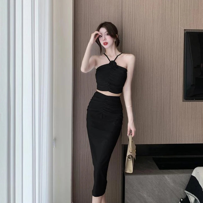 2 Pieces Skirt Sets for Women Flowers Jacket Full Luxury Designer Clothing Summer Fashion 2025 Y2k Clothes Woman Outfit Sling