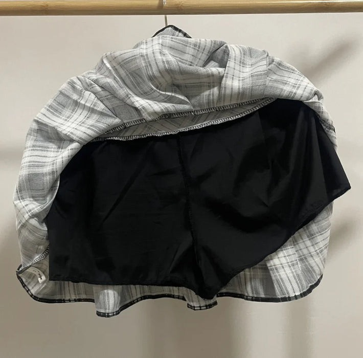 3 Pieces Set Outfits Women Korean Style Two Piece Set Knit Top Pleated Plaid Skirt Matching Set New 2000s Clothes Y2k Gyaru Girl