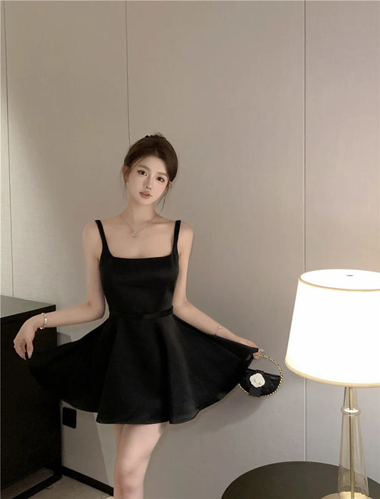 VenusFox Ele Satin Slim Fit ter Dr Women's Summer High Waist Flared ort Skirt Slimming A-Line Dr Korean Sle Casual Wear