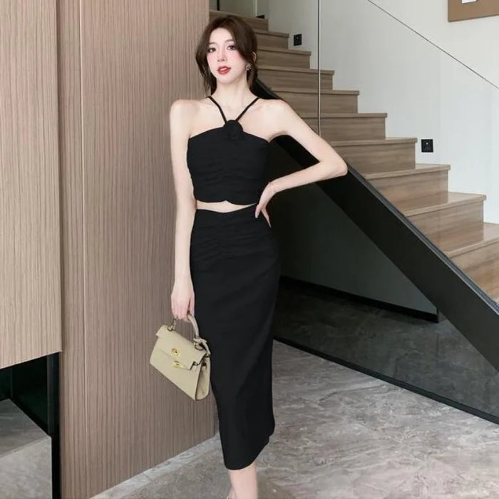 2 Pieces Skirt Sets for Women Flowers Jacket Full Luxury Designer Clothing Summer Fashion 2025 Y2k Clothes Woman Outfit Sling