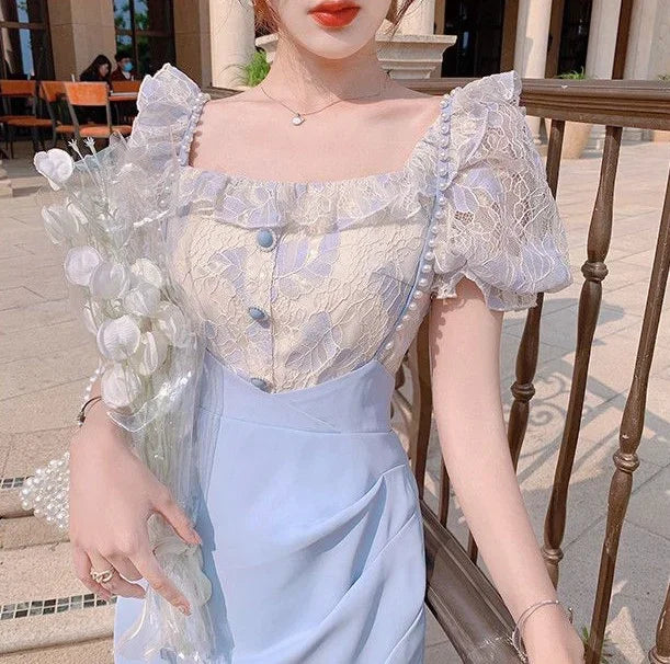 2 Pieces Sets for Women Short Sleeve Skirt Slit Kawaii Clothing Trend 2024 Formal Occasion Luxury Designer Event Woman Outfit