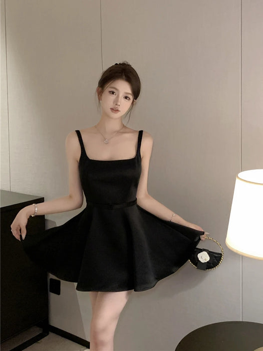 VenusFox Ele Satin Slim Fit ter Dr Women's Summer High Waist Flared ort Skirt Slimming A-Line Dr Korean Sle Casual Wear