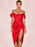VenusFox Karlofea Sexy Wedding Party Dresses For Women Elegant Off Shoulder Slit Corset Satin Midi Dress Birthday Red Robe Outfits Cloth
