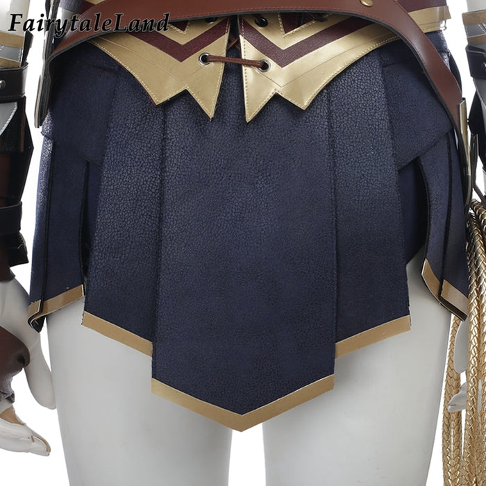 VenusFox Movie Justice Wonder Girl Diana Cosplay Costume Halloween Adult Women Superheroine Outfit Sexy PU Leather Battle Suit