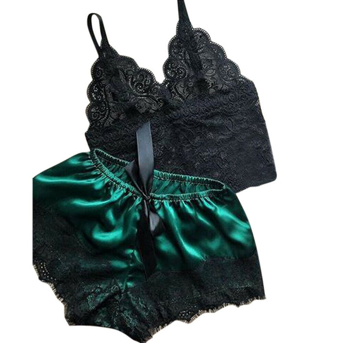 VenusFox Womens Lace Sleepwear Lingerie Tops Shorts Set Babydoll Pajamas Nightwear