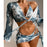 VenusFox Sexy Triangle Swimsuit Bikini Set 2021 Summer Tie-dye Print Swimwear Women  Four Pieces Cover Up Beachwear Swim Bather Suit