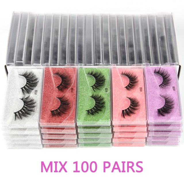 VenusFox Wholesale Mink Eyelashes 10/30/50/100pcs 3d Mink Lashes Natural false Eyelashes messy fake Eyelashes Makeup False Lashes In Bulk