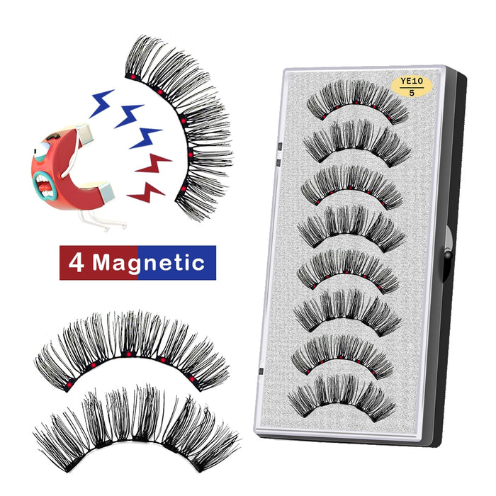 VenusFox 5 Magnets Magnetic False Eyelahes 3D Natural Eye lashes Handmade Mink Faux Cils Magnetique with Tweezers