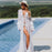 VenusFox Sexy Bikini Cover-ups Long White Multi-layer ruffle sleeves Summer Beach Dress Elegant Women Beach Wear Swim Suit Cover Up D5