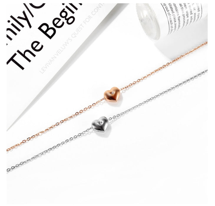 VenusFox Minimalist Smooth Romantic Heart Necklaces for Women Chain Stainless Steel Fashion Choker Pendant Jewelry Gift
