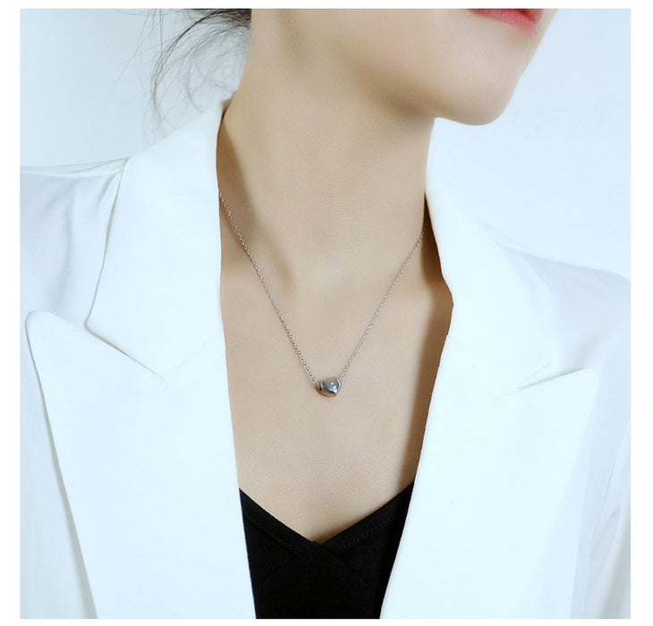 VenusFox Minimalist Smooth Romantic Heart Necklaces for Women Chain Stainless Steel Fashion Choker Pendant Jewelry Gift