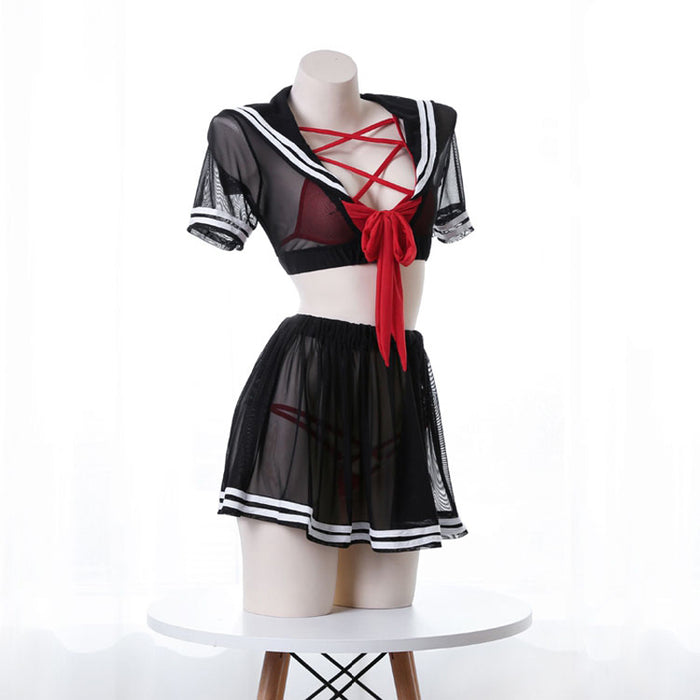 VenusFox Pink Bare  School Girl Outfit for Women Sex Lingerie Set New Sexy Overalls Skirt Moon Sailor Cosplay Costumes Anime Panties