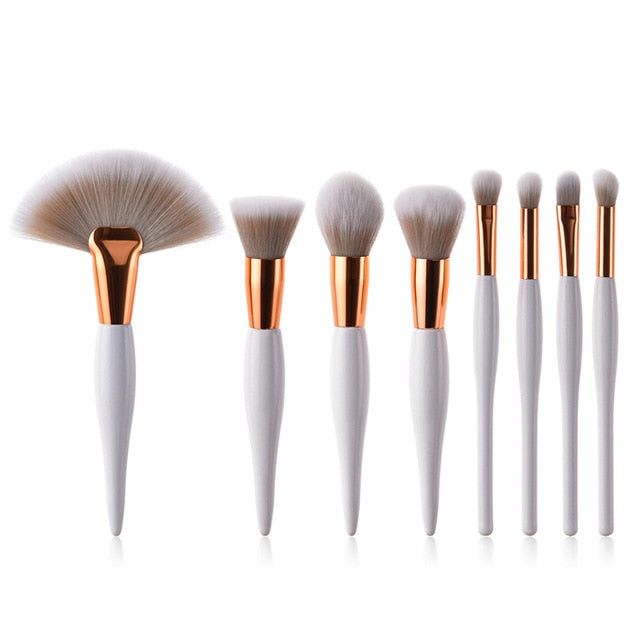 8 pcs/set soft synthetic head wood handle makeup brush kit