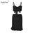 VenusFox Two Pieces Ruffles Bow Casual Off Shoulder Dress
