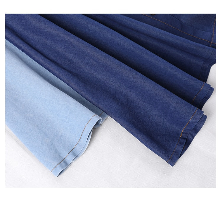 VenusFox Casual Button Solid Color Long Denim Skirt
