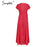 VenusFox Elegant high waist red dots maxi dress