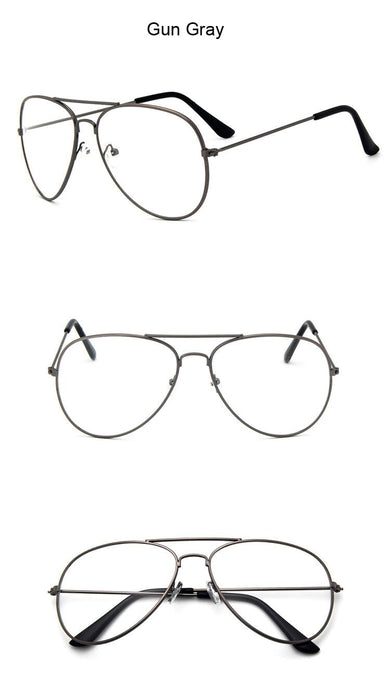 Women Classic Transparent Clear Lens Optical Aviation Pilot Style Gold Black Frame Eyeglasses