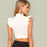VenusFox Knit Slim White Stand Collar Crop Top
