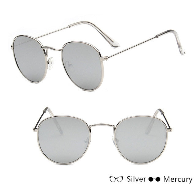 Luxury Mirror Women/Men Brand Designer Round Sun Glasses
