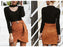 VenusFox Sexy High waist belt leather bodycon skirt