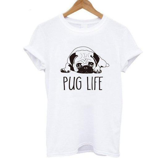 VenusFox Pug Life print Top cut pug print women casual o-neck T shirt