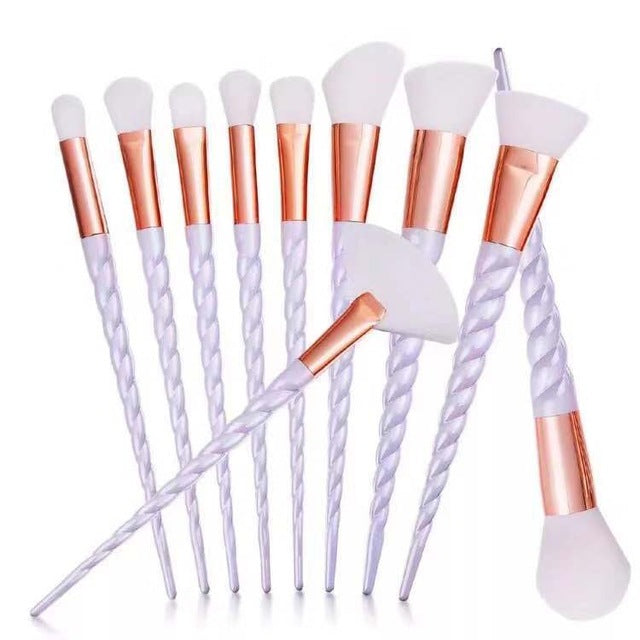 Professional 10PCS Spiral White Handle Makeup Brushes