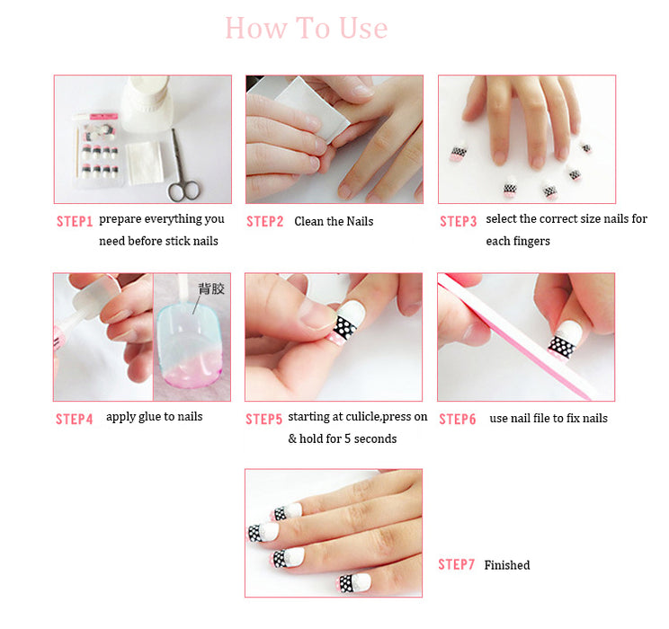24pcs/Set Fake Nails Pre-designed Beauty Nail Art Tools