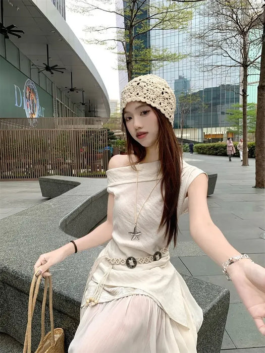Office 2 Pieces Skirt Sets for Women Summer Fashion 2025 Korean Style Full Y2k Streetwear Chic and Elegant Co Ord Woman Outfit