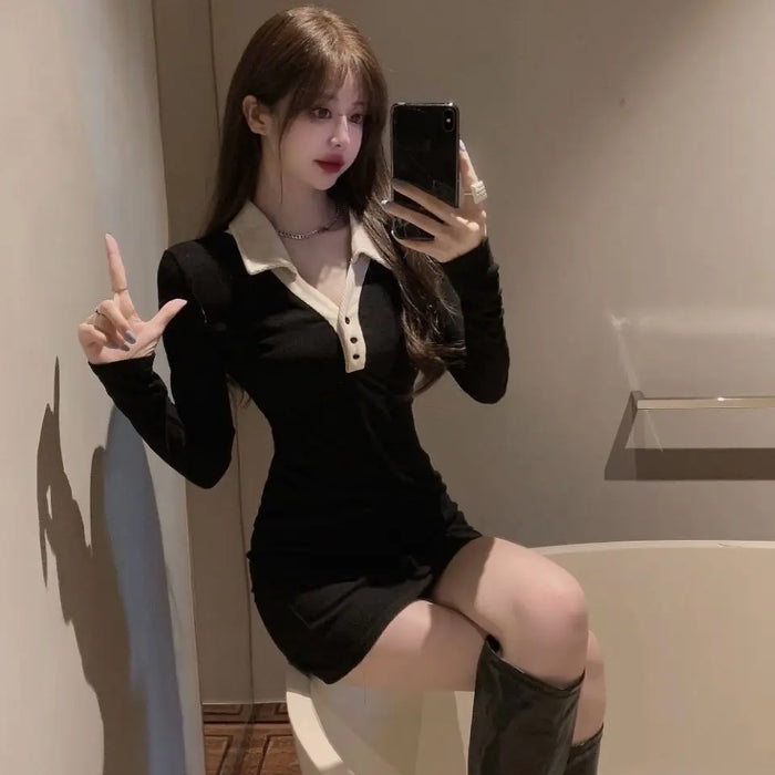Sexy Female Dress Bodycon Tight Elegant Party Corset Outfits Full Casual Youth Retro Cotton Women's Long Sleeve Dresses Coquette