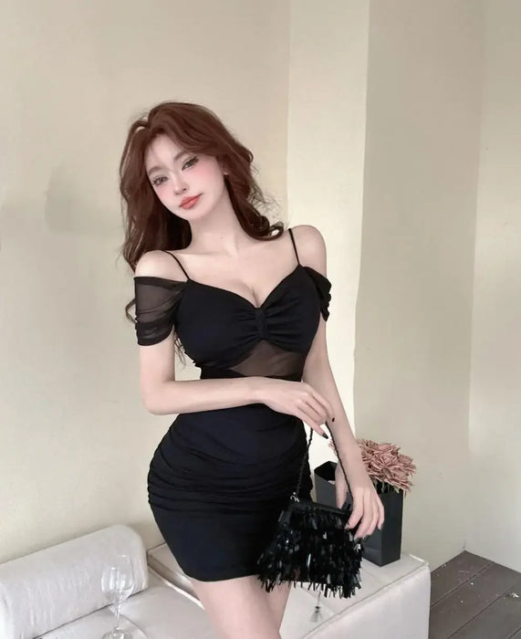 Sexy Low Cut Strapless Bodycon Dress for Women Summer Night Club Workwear Hot Girl Shoulder Bared Mini Dress Club Women's Wear