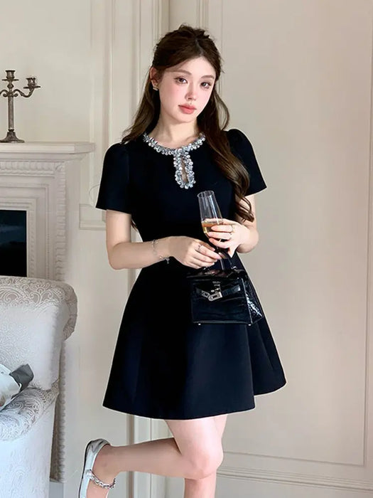 2025 French Luxury Designer Sequined Summer Dresses For Woman Elegant Fashion Casual Short Dress Party Vestidos Feminino Robes