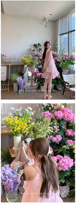 Elegant Dress Korean Style Fashion Pure Color Dress Female 2023 New Summer Sweet Y2k Mini Dress Party Women Casual Sleeveless