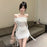 VenusFox Woman Dress Strapless Ruffles Sweet Off Shoulder Patchwork Slim Sweet Backless Summer Fashion Party Mini Dresses Sexy