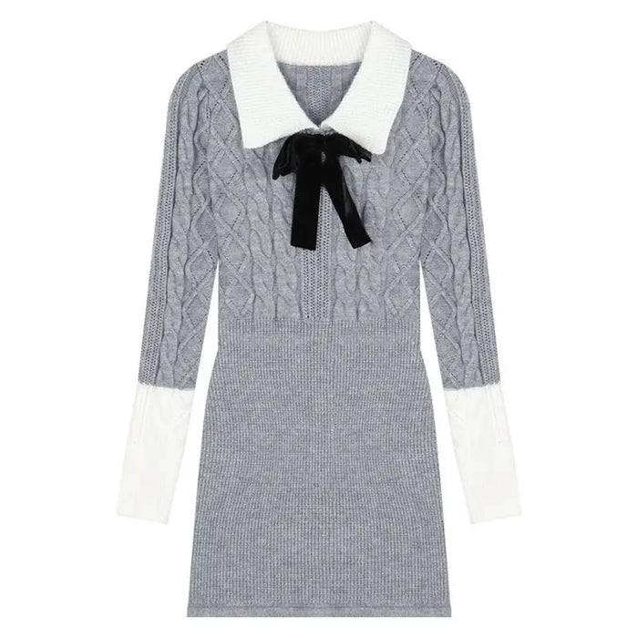 Bow Female Knit Dress High Quality Deals Trend Fashion Korean Comfortable Casual Essential New in Pink Women's Crochet Dresses