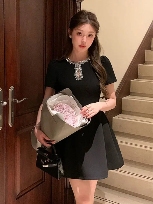 2025 French Luxury Designer Sequined Summer Dresses For Woman Elegant Fashion Casual Short Dress Party Vestidos Feminino Robes