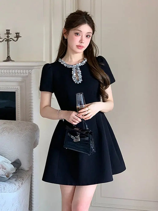 2025 French Luxury Designer Sequined Summer Dresses For Woman Elegant Fashion Casual Short Dress Party Vestidos Feminino Robes