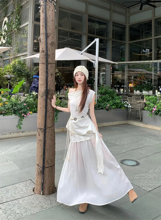 Office 2 Pieces Skirt Sets for Women Summer Fashion 2025 Korean Style Full Y2k Streetwear Chic and Elegant Co Ord Woman Outfit