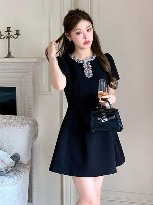 2025 French Luxury Designer Sequined Summer Dresses For Woman Elegant Fashion Casual Short Dress Party Vestidos Feminino Robes