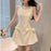 VenusFox Sweet Sleeveless Birthday Party Dress Women Summer Beading Round Neck Waist Bow A-line Mini Dresses Elegant Vestidos