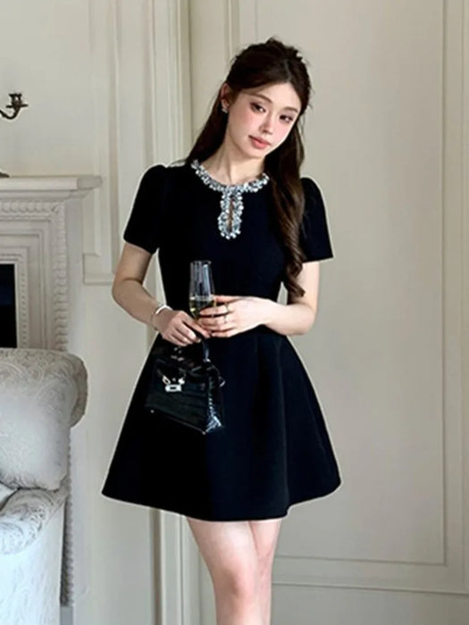 2025 French Luxury Designer Sequined Summer Dresses For Woman Elegant Fashion Casual Short Dress Party Vestidos Feminino Robes