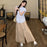 Slit Stripe Women's Two Skirt Piece Set Festival Elegant Casual Vintage New in The Same Korean Style Co Ord Chic Female Outfits
