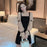 Women's Long Sleeve Dresses Mesh Party One-piece Loose Korean Style Outfits Elegant Luxury Pretty Hot Female Dress Evening Prom
