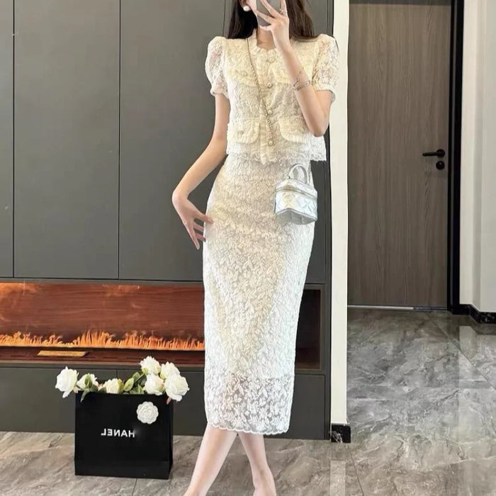 2 Pieces Sets for Women Mini Short Sleeve Skirt Party Lightly Cooked Woman Outfit Kawaii Beach Summer Fashion 2024 New Matching