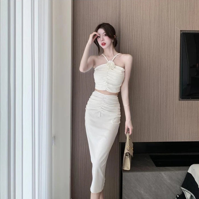 2 Pieces Skirt Sets for Women Flowers Jacket Full Luxury Designer Clothing Summer Fashion 2025 Y2k Clothes Woman Outfit Sling