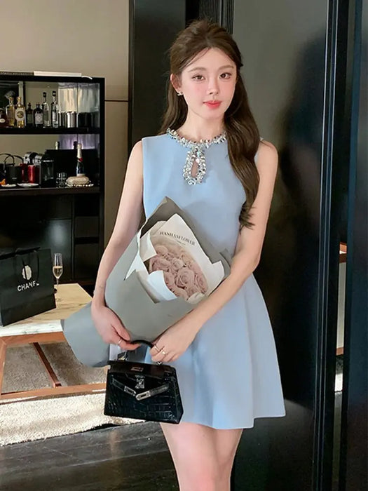2025 French Luxury Designer Sequined Summer Dresses For Woman Elegant Fashion Casual Short Dress Party Vestidos Feminino Robes