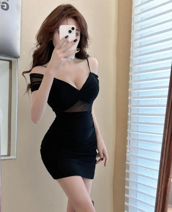Sexy Low Cut Strapless Bodycon Dress for Women Summer Night Club Workwear Hot Girl Shoulder Bared Mini Dress Club Women's Wear