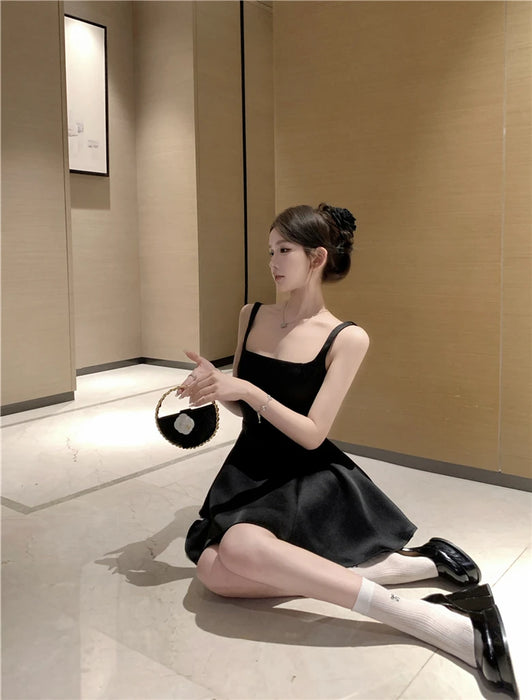 Ele Satin Slim Fit ter Dr Women's Summer High Waist Flared ort Skirt Slimming A-Line Dr Korean Sle Casual Wear