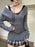 3 Pieces Set Outfits Women Korean Style Two Piece Set Knit Top Pleated Plaid Skirt Matching Set New 2000s Clothes Y2k Gyaru Girl